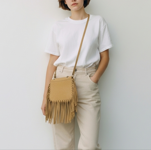 Patricia Nash Handbags - Patricia Nash NEW Nazaire Nubuck Suede Crossbody Bag with Fringe-Cognac